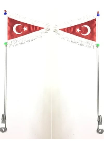 3T Motosiklet Bayrak Direği Dantelli Türk Bayrağı 2 Adet Kırmızı