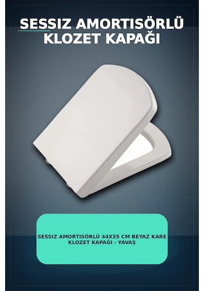 Sessiz Amortisörlü 44x35 Cm Beyaz Kare Klozet Kapağı - Yavaş Kapanan Mekanizma Bx-313437 Çok Renkli