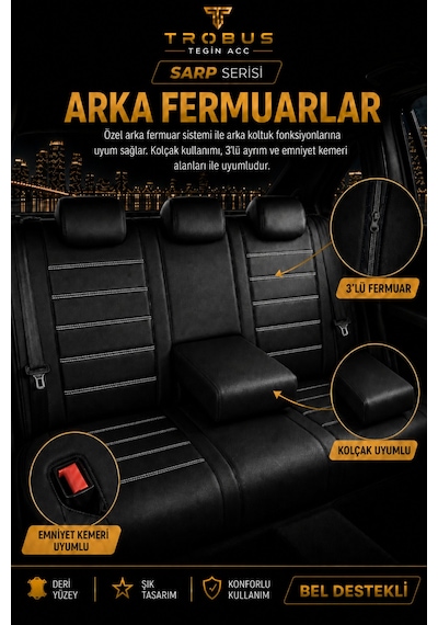 Hyundai Accent Admira Uyumlu Sarp Serisi Beyaz Oto Koltuk Kılıfı