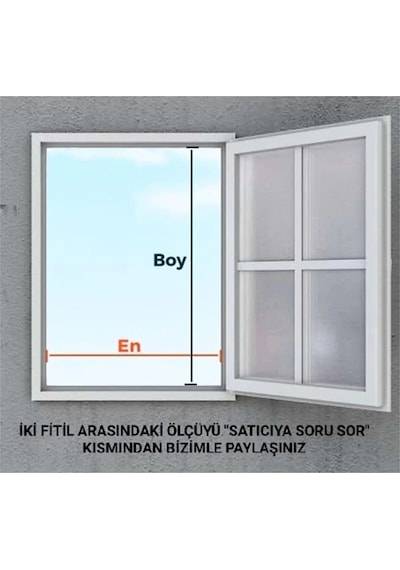 Menteşeli Beyaz Pencere Sinekliği En: 0-70 Cm, Boy: 0-130 Cm