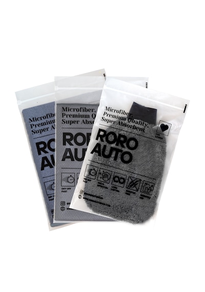 Roro Auto Alpler Mikrofiber Yıkama & Kurulama Seti Yıkama Eldiveni Cam Bezi Kurulama Havlusu