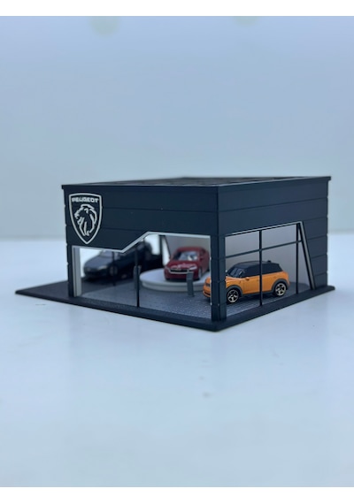 1/64 Ölçekli Peugeot Diorama Tasarımlı Araç Sergileme Garajı 3d Baskı