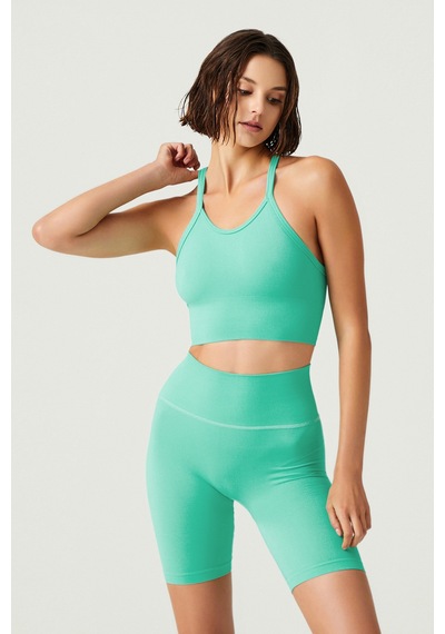 Los Ojos X Melodi Yeşil Fitilli Seamless Spor Sütyeni Ribbed Bra Tank Yeşil