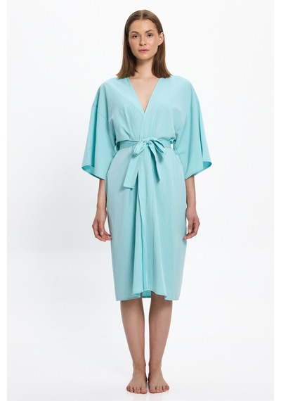 Toosalty Kadın Mint Yeşili Çizgili Uzun Kimono 25pl05st Yeşil-mint