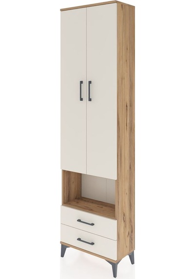 Arges Dolap 5 Raflı 2 Çekmeceli 2 Kapaklı 60x30x221 Çam-aytaşı Çam