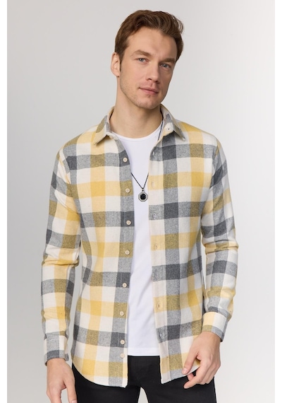 Tudors Slim Fit Dar Kesim Kareli Oduncu Sarı-beyaz Erkek Gömlek-30109-multi Çok Renkli Tudors Slim Fit Dar Kesim Kareli Oduncu Sarı-beyaz Erkek Gömlek-30109-multi Çok Renkli