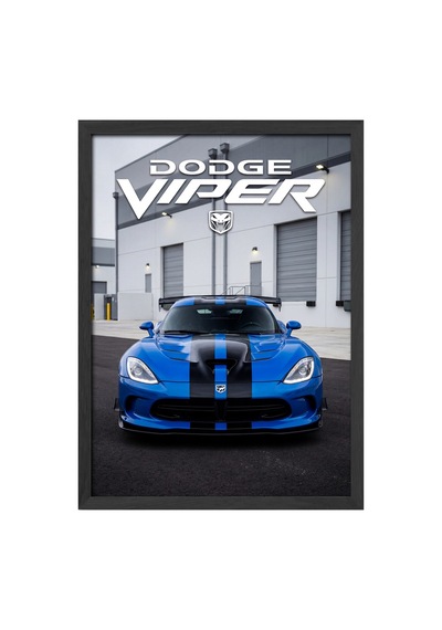Dodge Viper Siyah Ahşap Çerçeveli Poster, Dekoratif Araba Duvar Tablosu