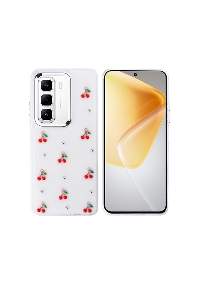 Zore İnfinix Hot 50 Pro 4g Kılıf Airbag Tasarımlı Simli Şeffaf Nvth Kutup Kapak - Kiraz