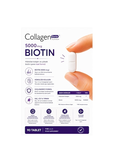 Collagen Forte Platinum Biotin 5000 MCG 60 Tablet