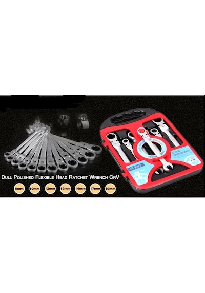 Makro 7 Parça Mafsallı Cırcır Anahtar Seti Cırcır Set 8-19 Mm