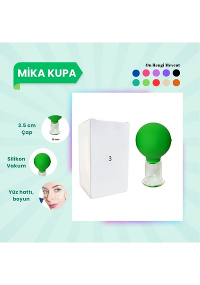 Silikon Vakumlu Mika Yüz Masaj Kupası No:3 Açık Yeşil Çok Renkli