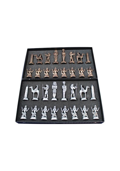 Gifthome Metal Satranç Takımı-seti büyük mısır antik Taş Ve Gri M