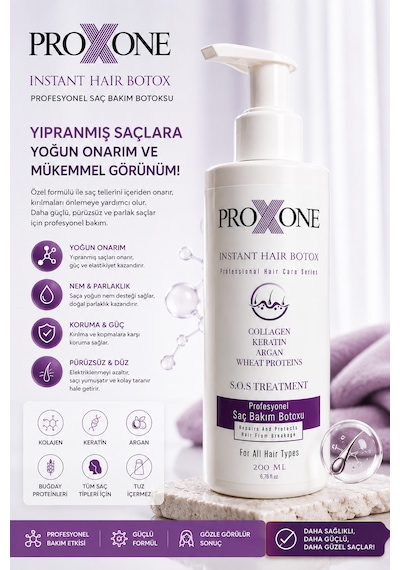 Proxone Profesyonel Collagen Keratin Argan İçerikli Saç Bakım Kremi 200 ML
