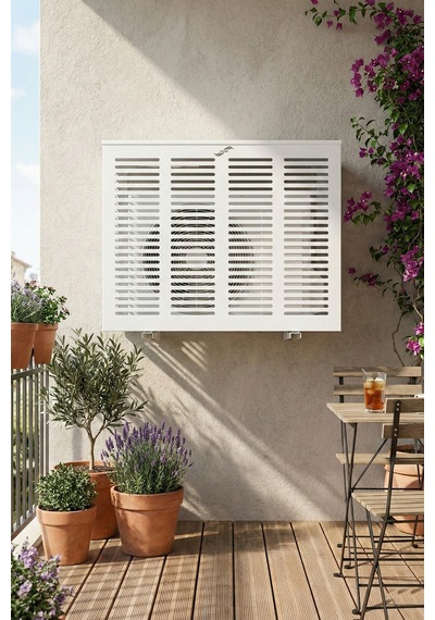 Klima Motoru/dış Ünite Gizleme/koruma Kafesi Xl 120x62x150 H Slotted Beyaz