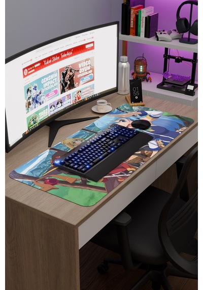 Konosuba Kaymaz Dikişli Kauçuk Oyuncu Mousepad V3 - 90x40 Xxl Gaming Mouse Pad Fare Altlığı