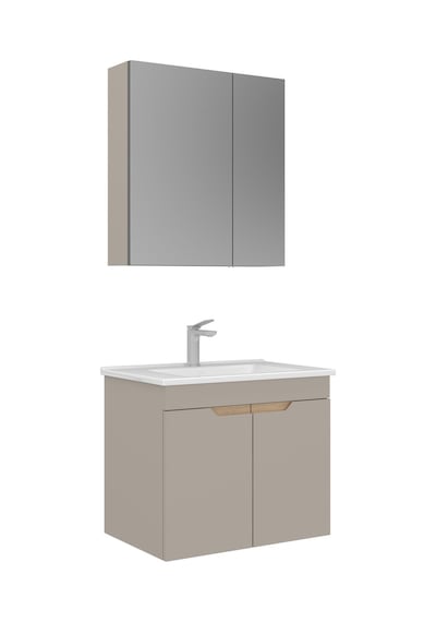 Orka Lena 65 Cm Çöl Beji Kapaklı Banyo Dolabı Takımı Çöl Beji