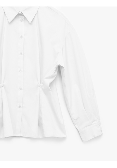 Koton Pamuklu Uzun Kollu Pile Detaylı Düğmeli Oversize Poplin Gömlek Kırık Beyaz 6wak60016pw Ekru Koton Pamuklu Uzun Kollu Pile Detaylı Düğmeli Oversize Poplin Gömlek Kırık Beyaz 6wak60016pw Ekru