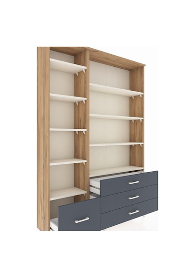 Arges Dolap 9 Raflı 4 Çekmeceli 132x30x195 Çam-aytaşı/antrasit Çam