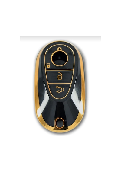 Gma Keys Lüx Mercedes C S Sınıf W206 W223 S350 C260 C300 Nano Anahtar Kılıfı Siyah Gold Renk