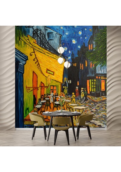 Vincent Van Gogh Cafe Terrace At Night Poster Duvar Kağıdı Renkli