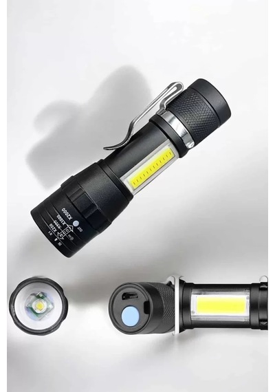 Hepsi El Feneri Led Usb Şarjlı Zoom Mini Led Işık Acil Durum Feneri Najmaddin ANTRASİT
