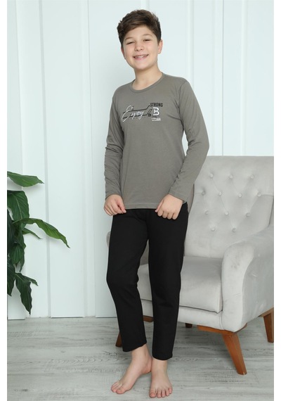 Akbeniz Erkek Çocuk Penye Pijama Takım 20418 Vizon