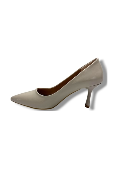 C-shoes 3149-26 Kırışık Rugan Deri Orta Boy İnce Topuk Kadın Stiletto Krem
