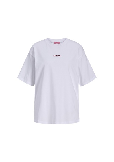 Jack & Jones Kadin Sirt Baskili Bol Kalip Tisört - Valentine - 12275280 - 2 Beyaz
