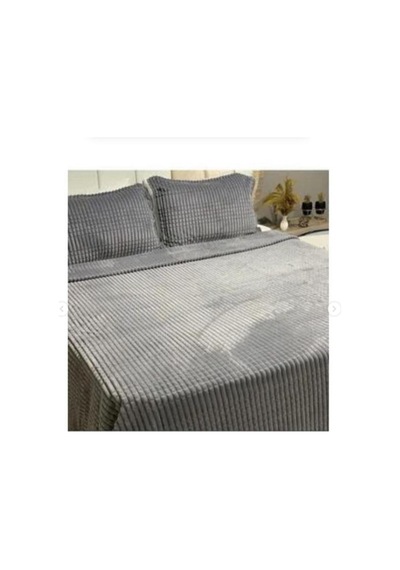 Merinos Modern Line 3'lü Açık Gri Battaniye Set 2 Kişilik(1 Battaniye 2 Yastık Kılıfı) Gri