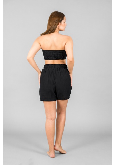 Asc Sun Kadın Müslin Crop Top Siyah