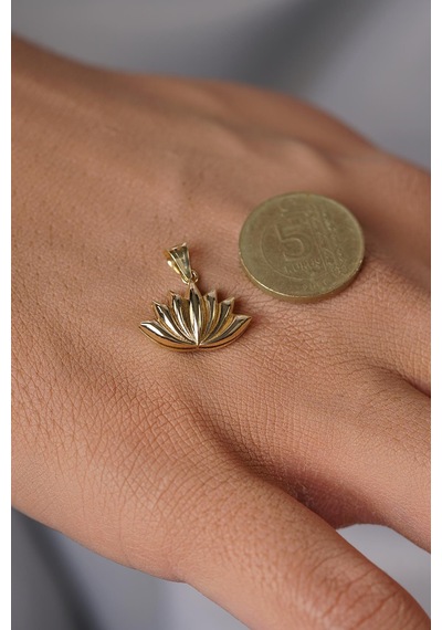 14 Ayar Altın Mini Lotus Çiçeği Kolye Ucu Klyuc3534 Sarı Altın