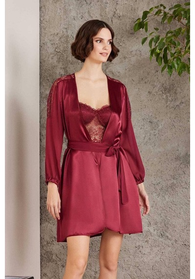 Pierre Cardin 6 Lı Saten Gecelik Çeyiz Takım Bordo