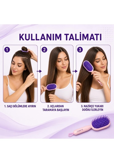 Saç Açma Ve Tarama Fırçası, Saç Fırçası Mor