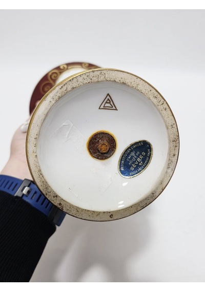 Sevres Çiçek Desenli Porselen Vazo 28cm Çok Renkli