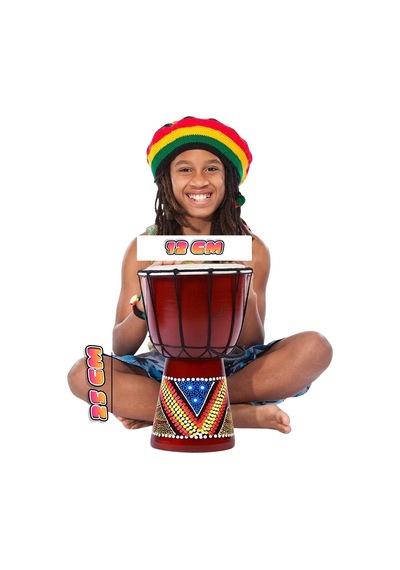 Djembe Davul Darbuka Renkli Afrika El Yapımı 25cm Çocuk Bongo Kongo No.2
