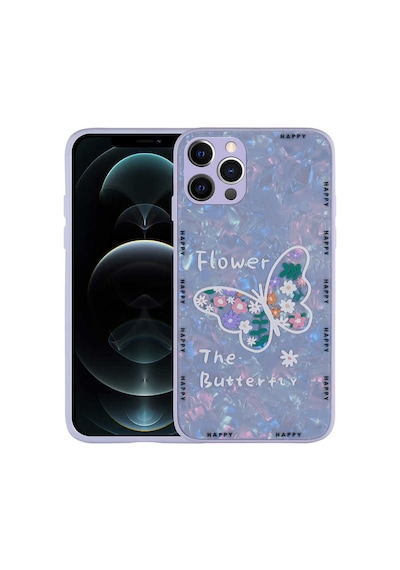 Zore İphone 13 Pro Uyumlu Desenli Sert Silikon Ogaa Mumila Kılıf-lilac Flower