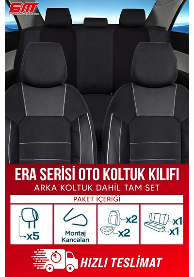 Era Serisi Universal Oto Koltuk Kılıfı Siyah-beyaz