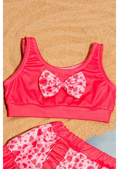 Beniizle Desenli Kız Çocuk Bikini Takım Kalp