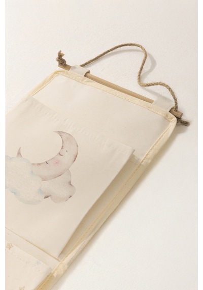 Tidy Kids Atlı Karınca Desenli Poplin 3'lü Duvar Organizeri 20x60cm 6021 Natural
