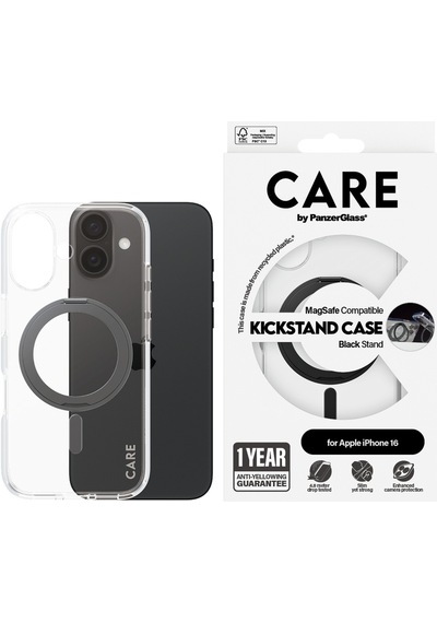 Care By Panzerglass Apple Uyumlu iPhone 16 Feature Kickstand & Magsafe - Siyah Kılıf Siyah