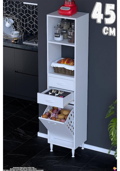 Saye 45 Cm 2 Çekmece Sepetli Kahve Köşesi Çok Amaçlı Dolap,bakliyat Organizer Banyo Dolabı 45x181x32 Beyaz Saye 45 Cm 2 Çekmece Sepetli Kahve Köşesi Çok Amaçlı Dolap,bakliyat Organizer Banyo Dolabı 45x181x32 Beyaz