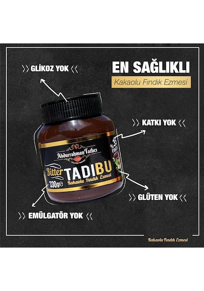 Abdurrahman Tatlıcı Tadıbu Bitter Kakaolu Fındık Ezmesi 9 x 330 G