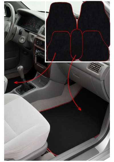 Toyota Corolla Efsane Kasa 1992 1998 Uyumlu 5 Parça Kırmızı Kenarlı Oto Halı Paspas Seti