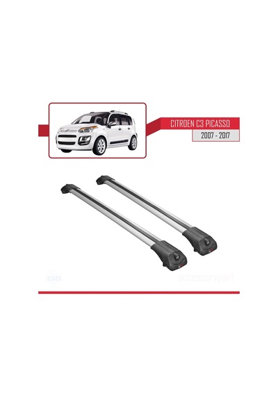 Citroen C3 Picasso 2007 - 2017 Arası İle Uyumlu Ace-1 Ara Atkı Tavan Barı Gri