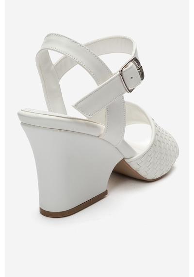 Luvi Shoes Sylvar Beyaz Örgü Kadın Dolgu Topuklu Ayakkabı