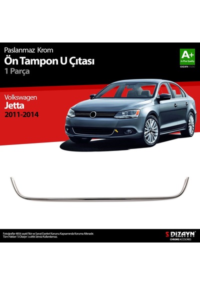 S-Dizayn  Volkswagen Jetta Krom U Formlu Ön Tampon Çıtası 1 Prç. 2011-2014