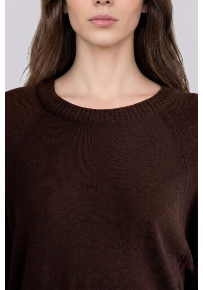 Defacto Regular Fıt Bisiklet Yaka Triko Tunik C4474ax26aubn267 Kahve-bn267