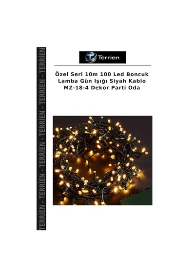 Özel Seri 10m 100 Led Boncuk Lamba Gün Işığı Siyah Kablo Mz-18-4 Dekor Parti Oda