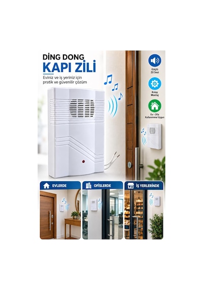Şahnet Ding Dong Kapı Zili Pilli Kablolu Elektronik Zil