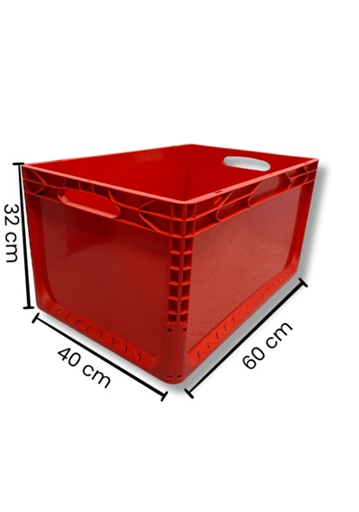Alpbx 1.kalite Kırmızı Plastik Kasa 60x40x32 Cm - Kutu 65 Litre